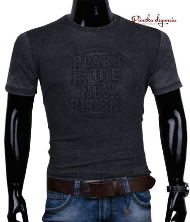 11444-59 Čierne pánske tričko s krátkym rukávom.