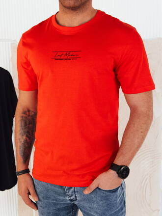 Pánske oranžové tričko s potlačou Dstreet RX5473