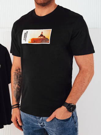 Pánske tričko čiernej farby Dstreet RX5485 s potlačou