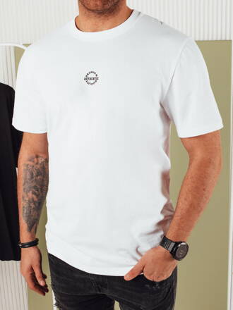 Pánske biele tričko s potlačou Dstreet RX5457