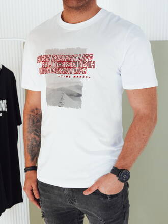 Pánske tričko s potlačou bielej farby Dstreet RX5487
