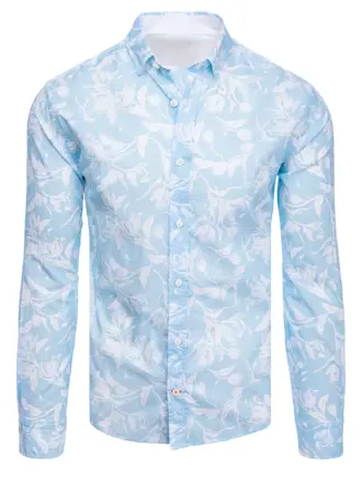 Vzorovaná modrá pánska košeľa