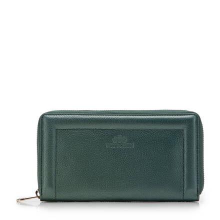 Dámska kožená peňaženka s ozdobným okrajom, veľká zelená 14-1-936-0