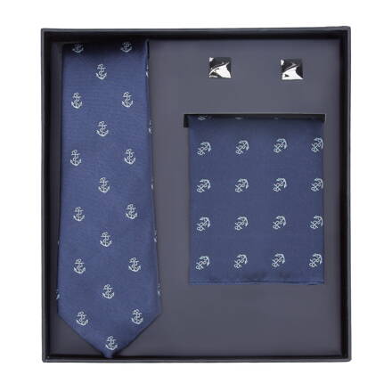 Hodvábny set: kravata, šatka,  manžetové gombíky