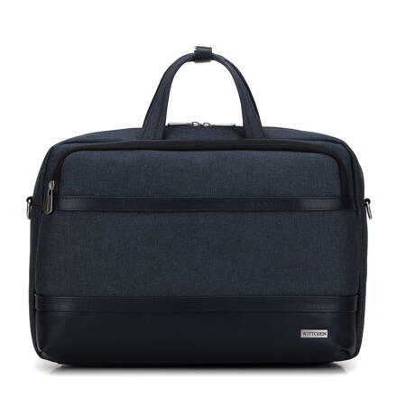 Pánska taška na 15,6" notebook s lemom z ekokože, tmavomodrá 98-3P-500-7